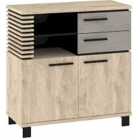 Kumode LAMIR 2D2S , Ozols endgrain/Pelēks/Melns